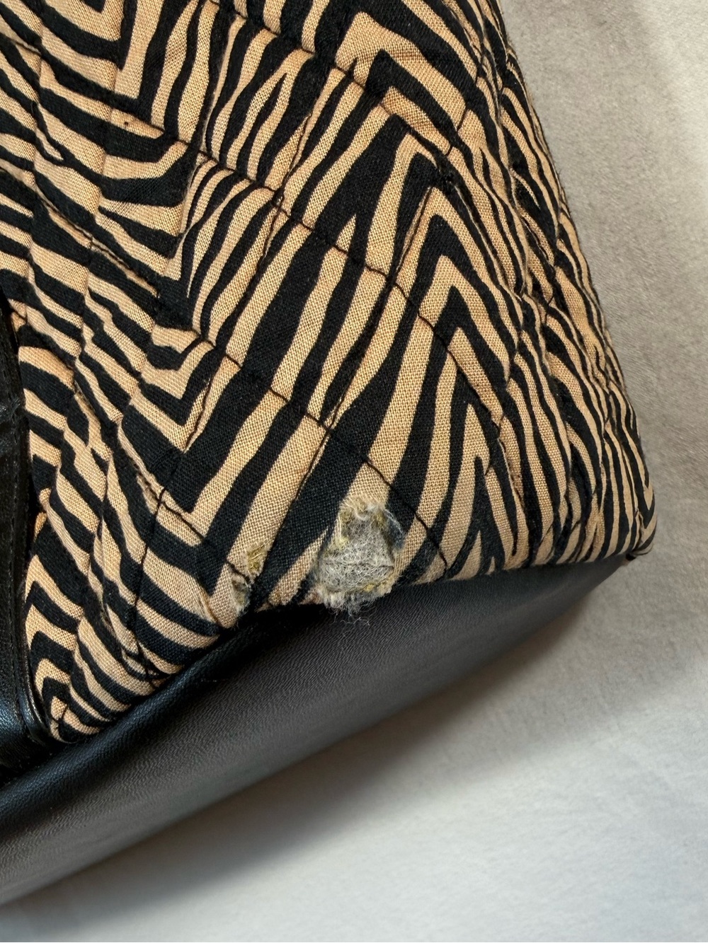 Vera Bradley Black and Tan Zebra-Print Tote - Picture 4 of 7